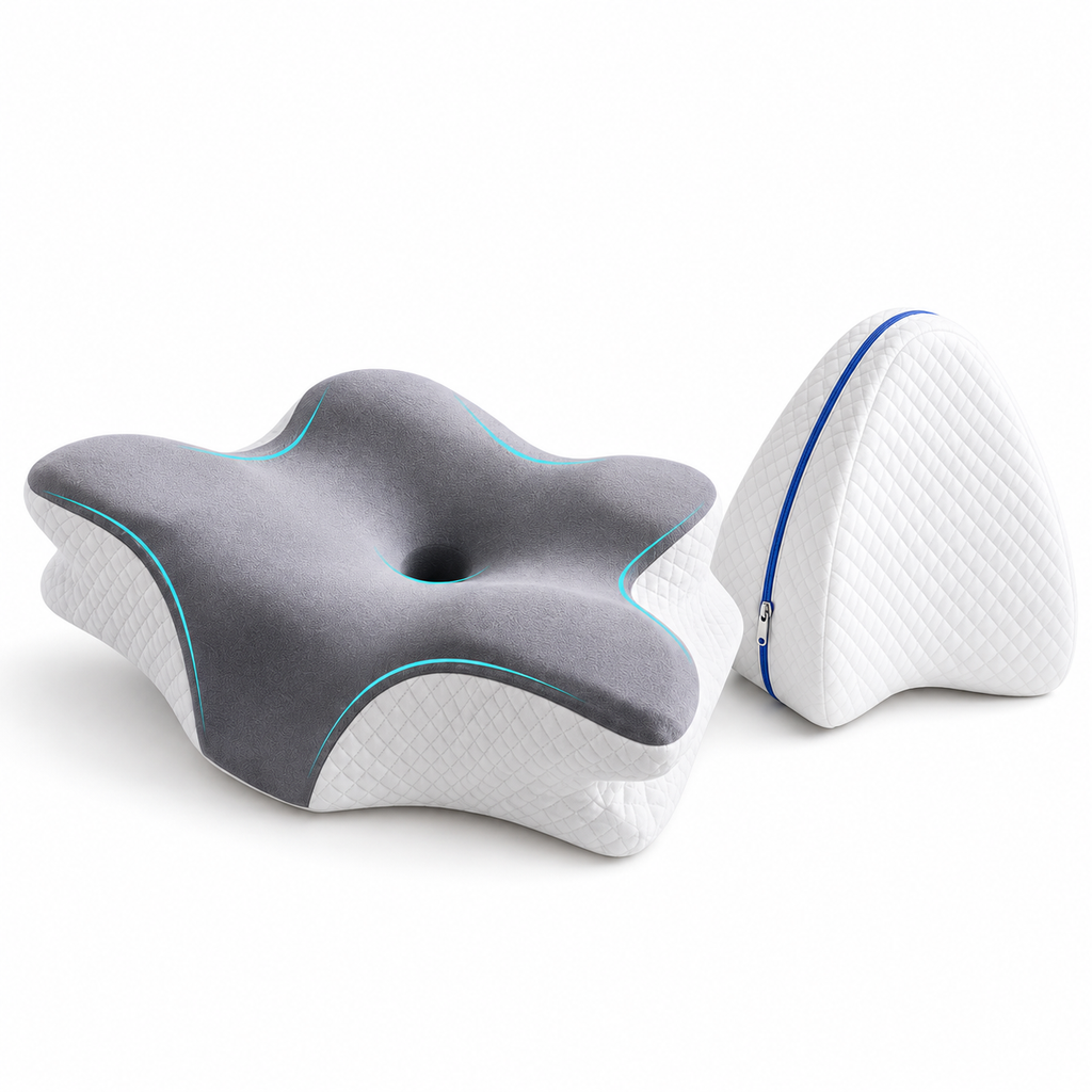 Kit Sono Perfeito | Travesseiro Cervical Ergonômico + Almofada Entre Pernas