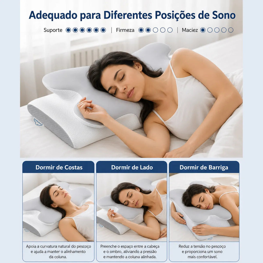 Travesseiro Cervical Ortopédico Espuma de Memória