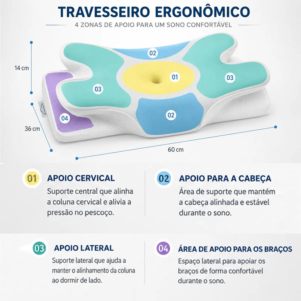 Travesseiro Cervical Ortopédico Espuma de Memória