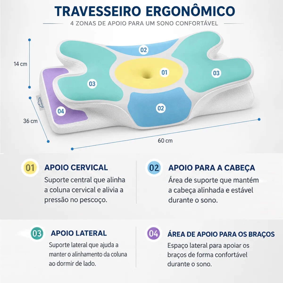 Travesseiro Cervical Ortopédico Espuma de Memória