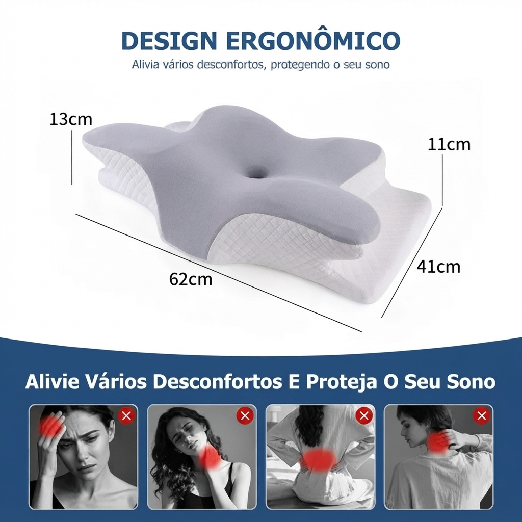 Kit Sono Perfeito | Travesseiro Cervical Ergonômico + Almofada Entre Pernas