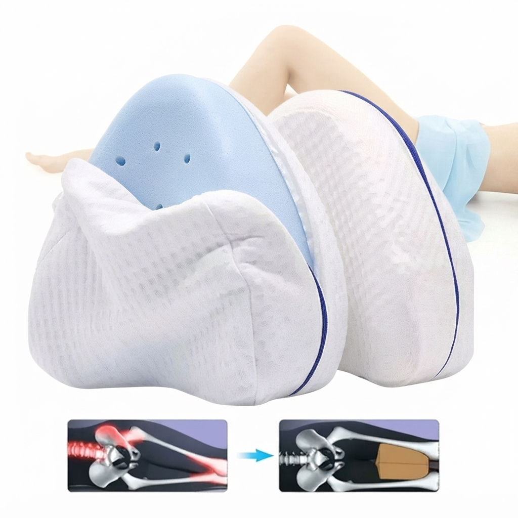 Almofada Ortopédica Entre Pernas Memory Foam | Travesseiro Anatômico para Dormir de Lado com Capa Removível